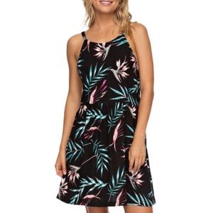 Roxy Strappy Mini Dress Tropical Print, Size Small